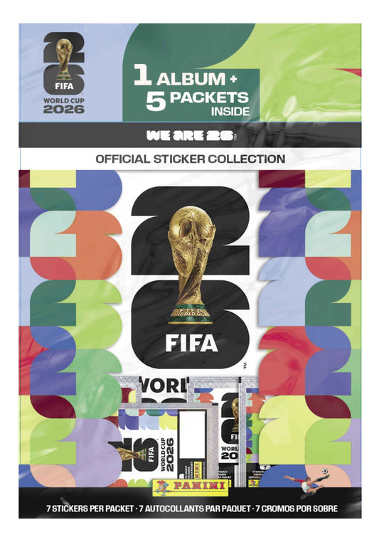 2026 Panini FIFA World Cup Sticker Starter Bundle – Official Album + 5 Sticker Packs – Licensed Tournament Collection