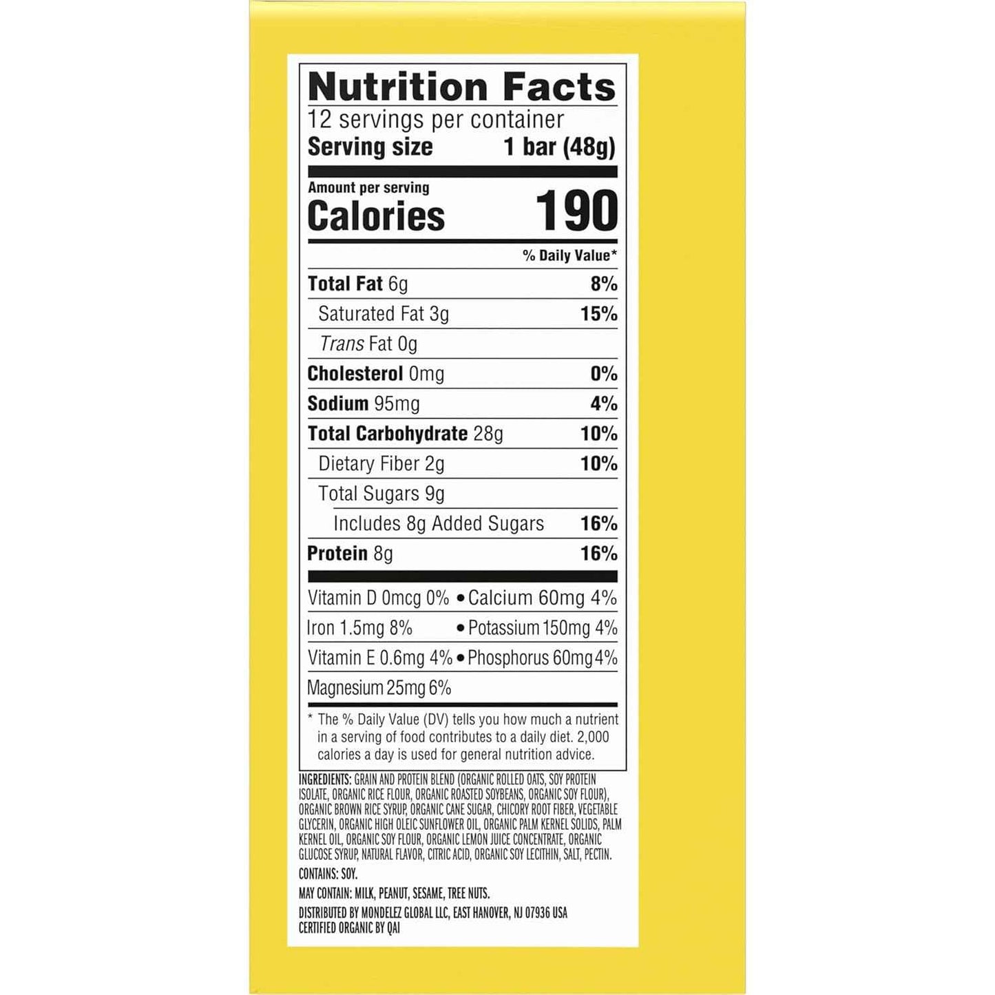 LUNA Bar - LemonZest Flavor - Gluten Free Snack Bars - Non-GMO - Protein Bars - Made with Organic Oats