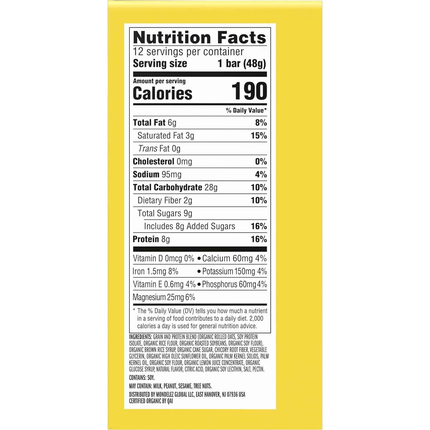 LUNA Bar - LemonZest Flavor - Gluten Free Snack Bars - Non-GMO - Protein Bars - Made with Organic Oats