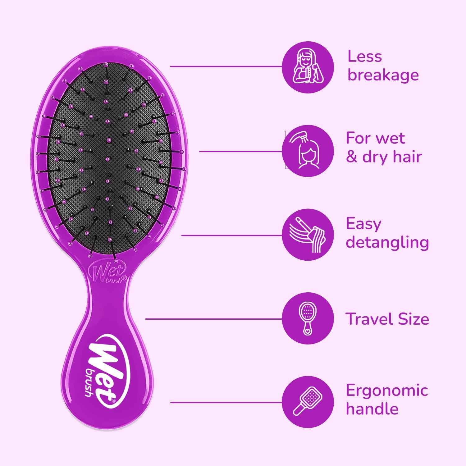 Wet Brush Mini Detangler Hair Brush, Detangling Travel Hair Brush - Ultra-Soft IntelliFlex Bristles Glide Through Tangles with Ease - Pain-Free - All Hair Types