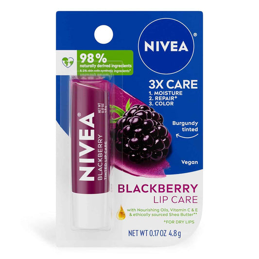 NIVEA Lip Care, Tinted Lip Balm with Shea Butter, Nourishing Oils and Vitamin C & E, 3-in-1 Moisture, Repair (for Dry Lips) and Colo