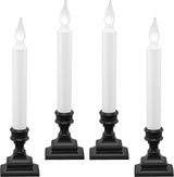 612 Vermont LED Battery Operated Window Candles with Timer, Bright Hot Spot, VT-1506P-4 (Pack of 4, Pewter)