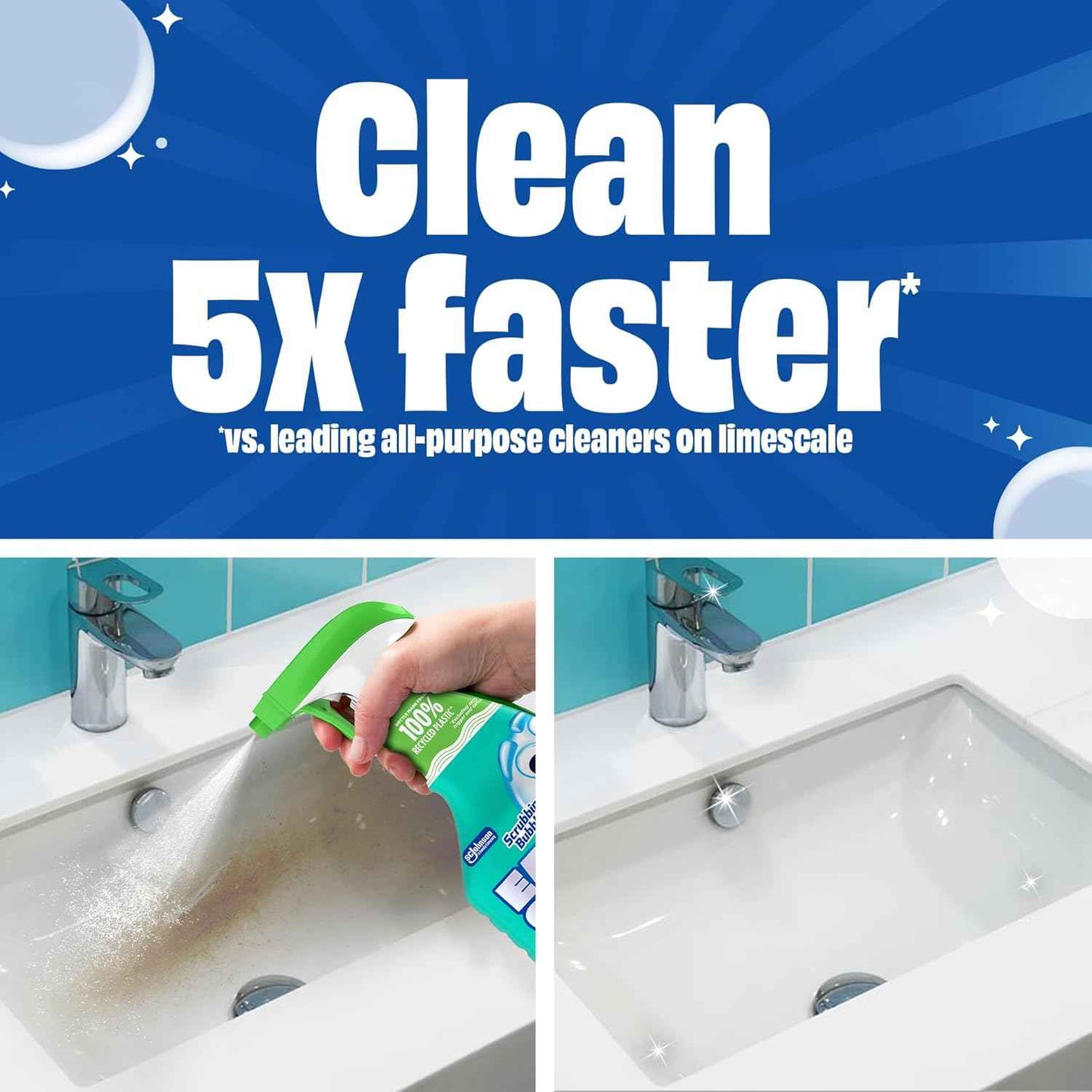 Scrubbing Bubbles Easy Clean Foaming Bleach-Free Bathroom All Purpose Cleaner, Fast-Acting Foam Cleans Limescale, Dirt and Grime on Showers, Sinks, Toilets, Tiles, Counters, & More, 32oz Spray