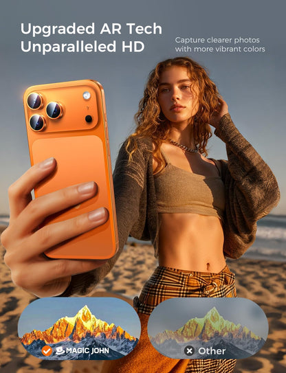MAGIC_JOHN_for_iPhone_17_Pro_Max/17_Pro_Camera_Lens_Protector_[Alignment_Kit&1:1_Invisible_Fit]_9H_Aerospace_Tempered_Glass,_Ultra_HD,_Metal_Individual_Ring,_Set_of_2,Orange