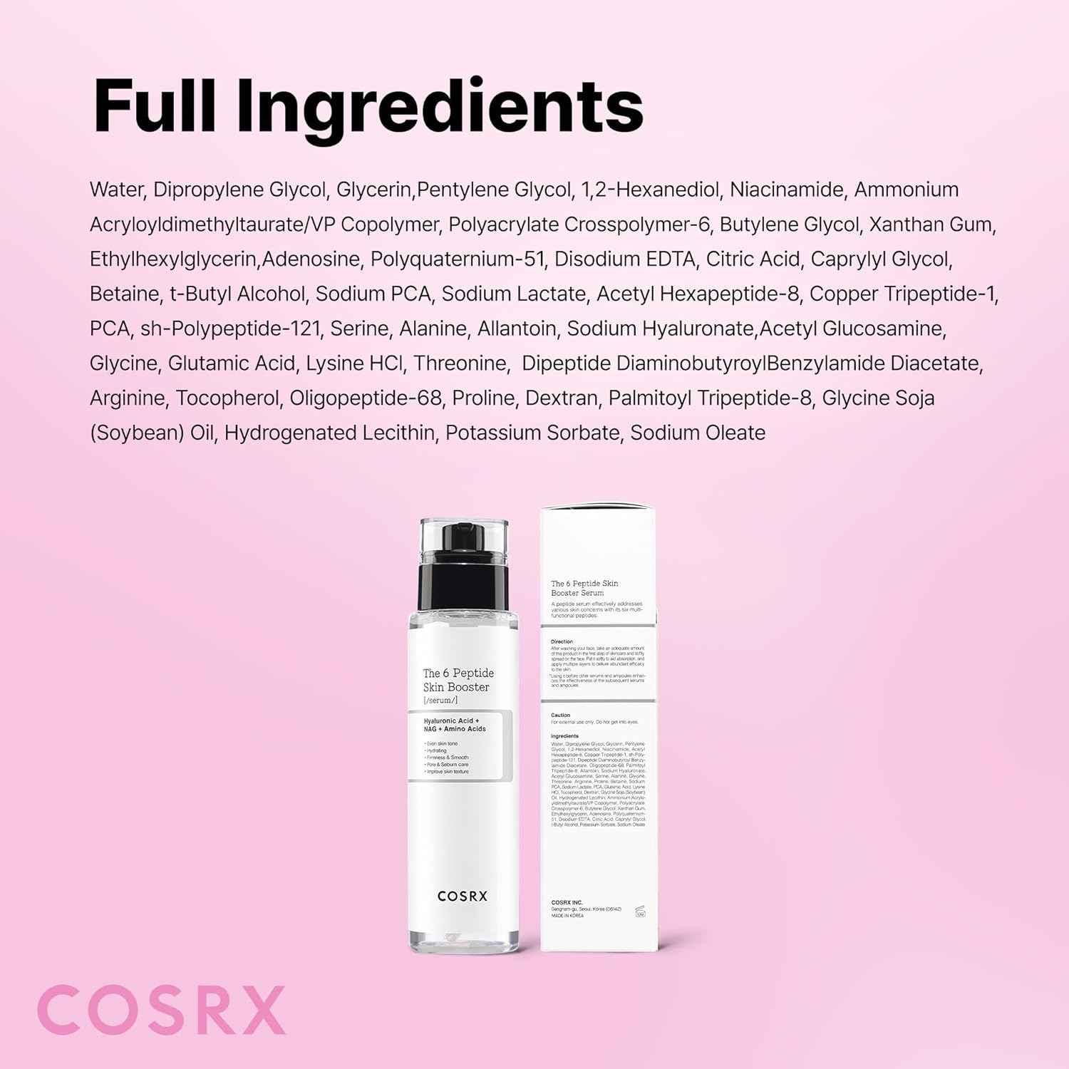 COSRX 6X Peptide Collagen Skin Booster Toner Serum for Dull & Uneven Skin, Preps Skin with Copper Peptides, GHK-Cu, Skin Renewal Boosting Facial Essence, Korean Skin Care, 5.07 oz, Mothers Day Gifts