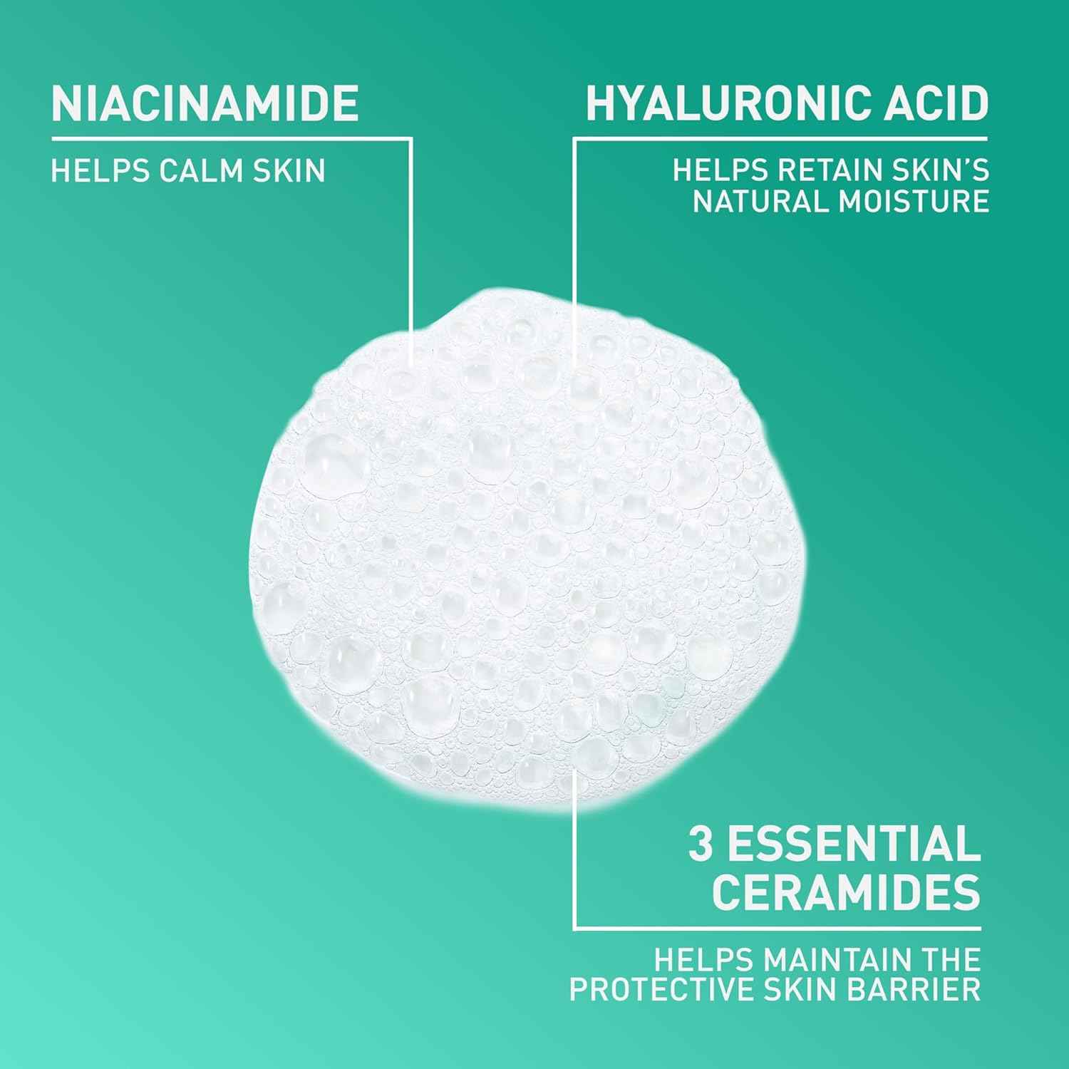 CeraVe Foaming Facial Cleanser, Daily Face Wash for Oily Skin, Hyaluronic Acid + Ceramides + Niacinamide, Fragrance Free, Non-Drying Oil Control Face Wash, 19 Fluid Ounces