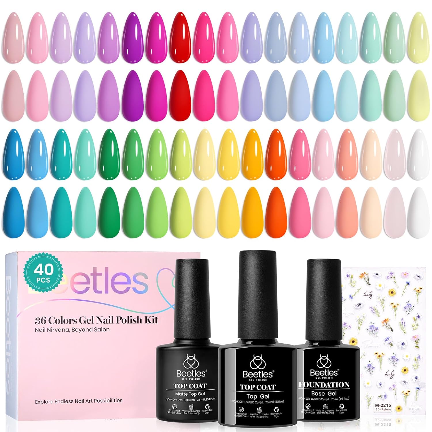 beetles_Pastel_Easter_Gel_Polish_Set_-_Petal_Symphony_Collection,_40_Pcs_36_Colors_Gel_Polish_Set_Spring_Colors_Pink_Red_Green_Blue_Color_Gel_with_Base&Glossy_Matte_Top_Coat_UV_LED_Nail_Art