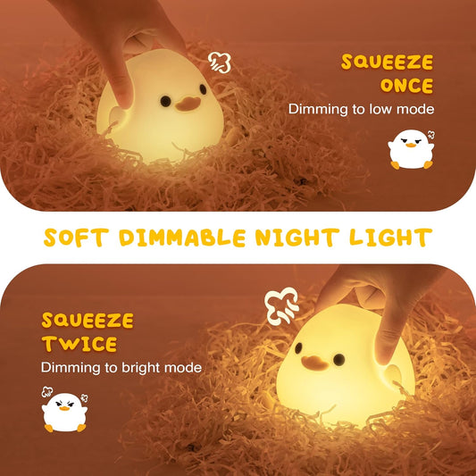 UNEEDE_LED_Cute_Bean_Duck_Night_Light,_DoDo_Duck_Silicone_Nursery_Night_Light_Squishy_Dimmable_Rechargeable_Table_Bedside_Lamp_with_Touch_Sensor_for_Bedrooms,_Living_Room_Unique_Dorm_Decor_Gift_Toy