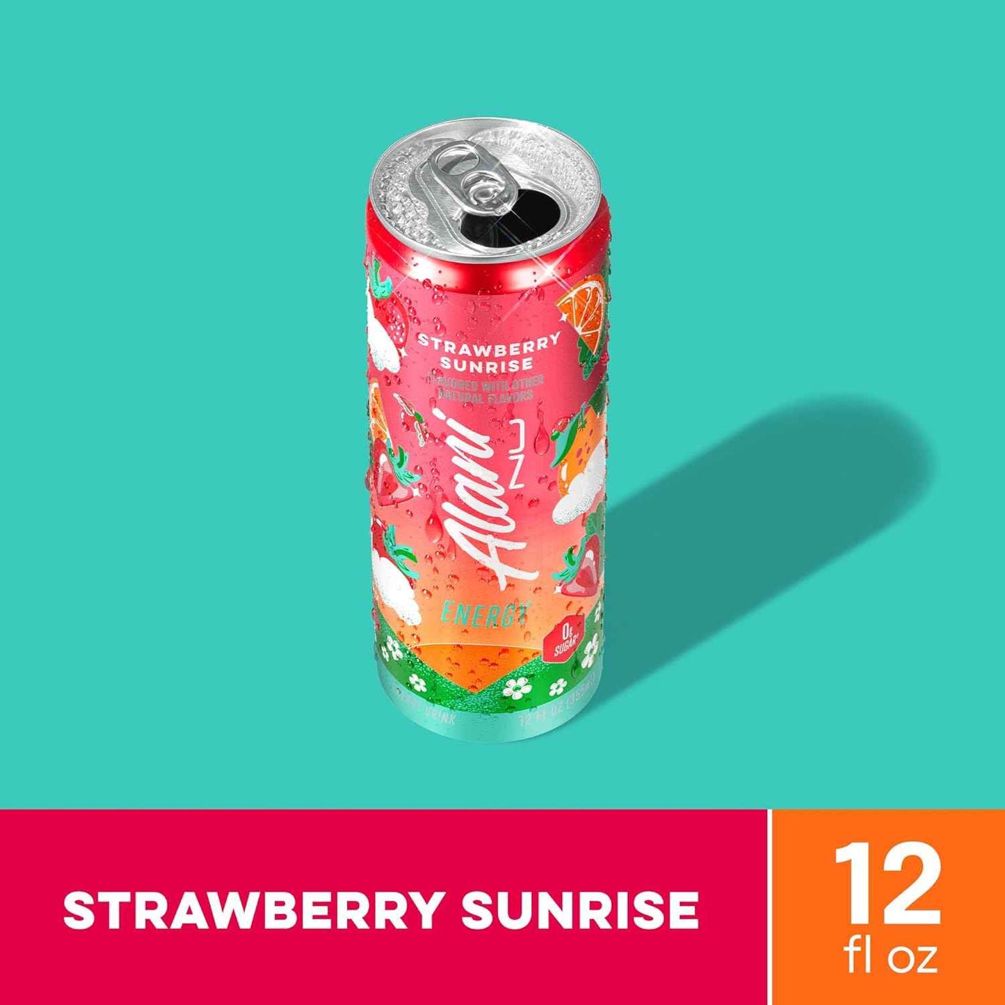 Alani Nu STRAWBERRY SUNRISE Sugar Free, Low Calorie Energy Drinks, 200mg Caffeine, Biotin B Vitamins, Zero Sugar, 10 Calories, 12 Fl Oz Cans, 12 Pack