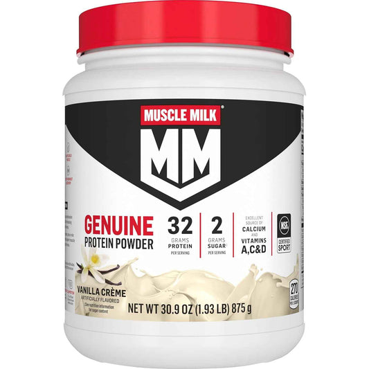 Muscle Milk Genuine Protein Powder, 32g Protein, 2g Sugar, Calcium, Vitamins A, C & D, NSF Certified for Sport, Energizing Snack, Packaging May Vary