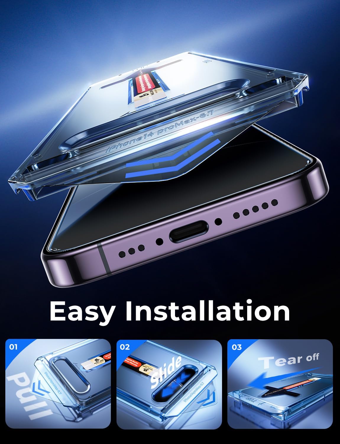 MAGIC_JOHN_2_Pack_for_iPhone_14_Pro_Max_6.7_inch_Privacy_Tempered_Glass_Screen_Protector,_Auto_Dust-Elimination_Installation,_Easy_Installation,_Bubble_Free