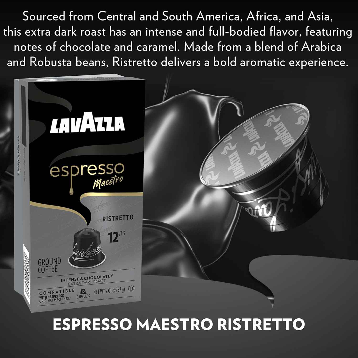 Lavazza Espresso Maestro Aluminum Capsules Compatible with Nespresso* Original Machines, Dark Espresso Roast, Arabica and Robusta Blend