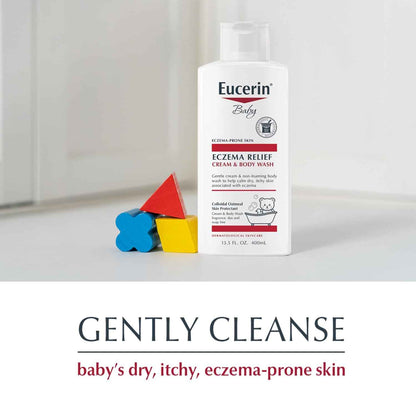 Eucerin Baby Eczema Relief Cream Body Wash, Fragrance Free Eczema Body Wash for Babies with Colloidal Oatmeal