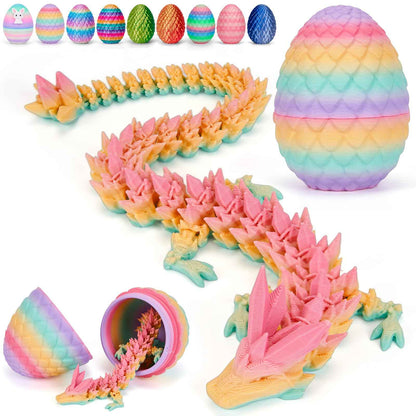 TBOLINE 12" 3D Printed Dragon Egg, Easter Basket Stuffers for Kids, Large Prefilled Easter Eggs, Stuffed Egg Hunt Fillers with Easter Toys, 3D Printer Animals Fidget Toys for Boys Teen 5-7 4-6 8-12