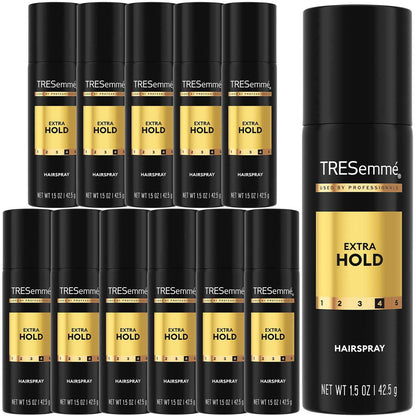 TRESemmé Travel Hairspray, Extra Hold,  Moisturizing Hair Spray, Anti-Humidity, Anti-Frizz Hair Products, 1.5 Oz Ea