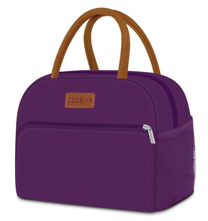 Coobiiya Lunch Bag Women, Lunch Box for Women Adult Men, Small Leakproof Cute Lunch Tote Large Capacity Reusable Insulated Cooler Lunch Container for Work/Office/Picnic/Travel-Purple