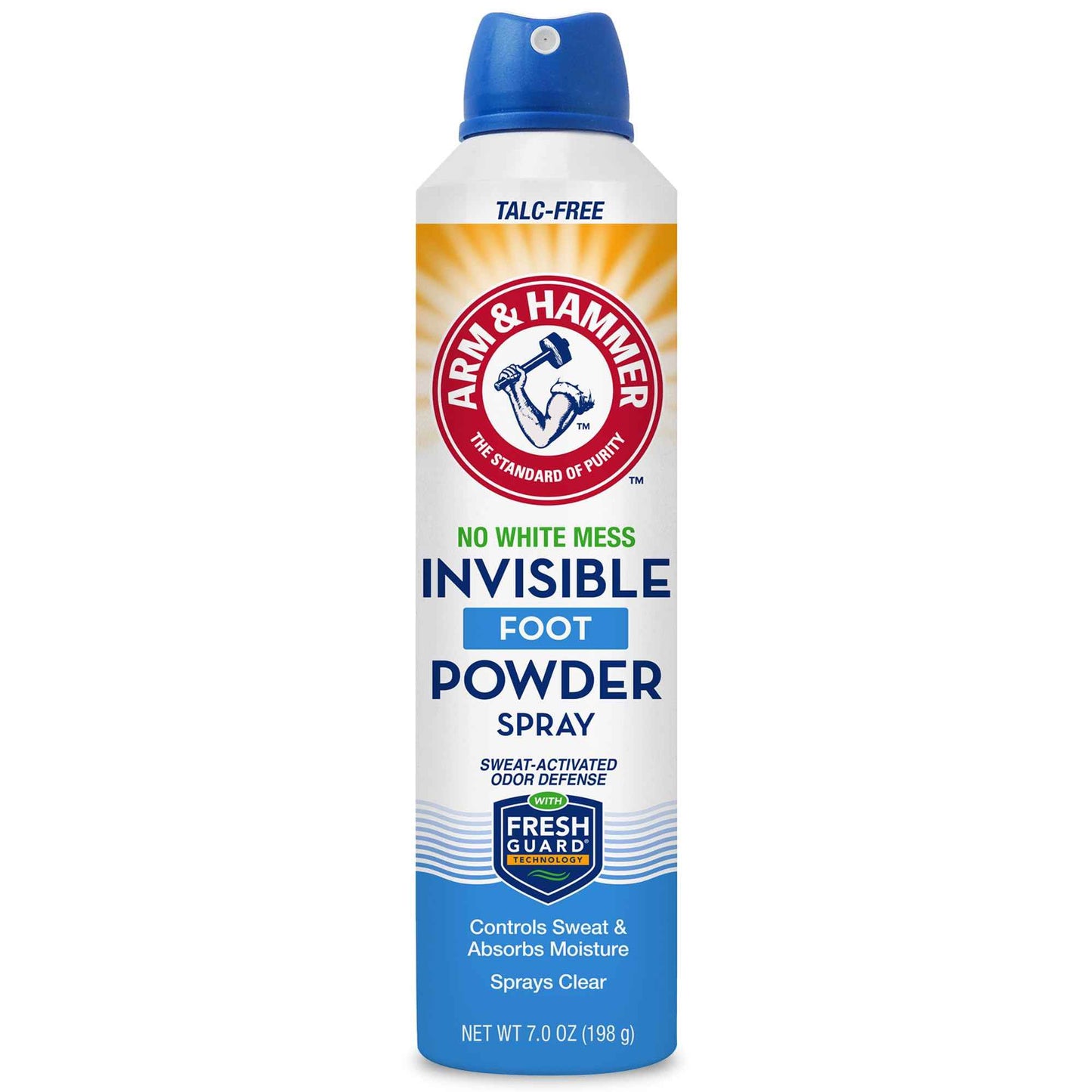 Arm & Hammer Invisible Foot Powder Spray, Clear Talc-Free Sweat Control, Odor Eliminating Foot Spray For Men & Women, 7 Oz