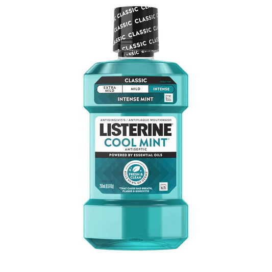 Listerine Intense Antiseptic Mouthwash, Daily Oral Rinse Kills 99.9% of Germs That Cause Bad Breath, Plaque and Gingivitis. for a Fresh, Clean Mouth, Intense Mint Flavor