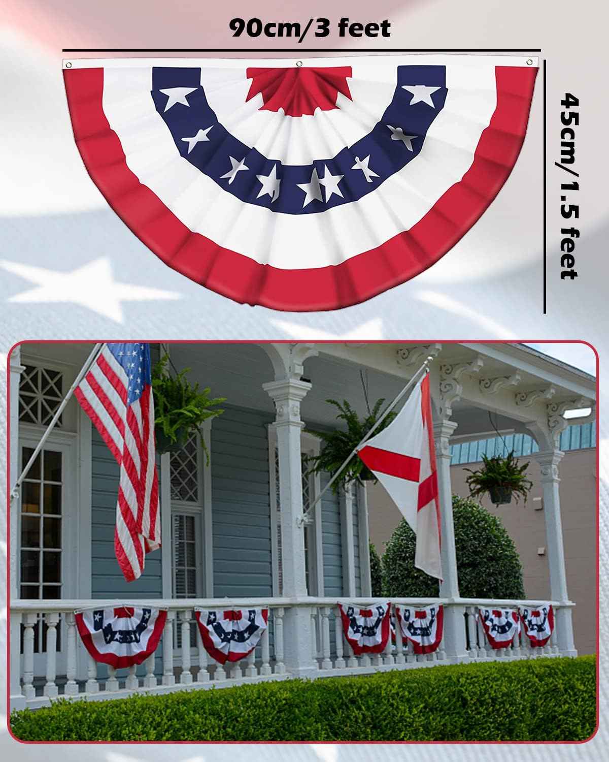 American Flags USA Buntings for Outside 250th Anniversary Celebration, Memorial Day, 4th of July Decorations Outdoor, Patriotic Decor, Presidents Day, Fourth of July Independence Day Porch Banners