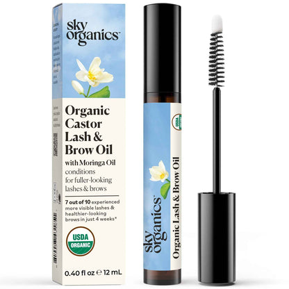 Sky Organics Castor Oil - USDA Certified Organic Hair Oil for Hair Growth, Skin, Face, Eyelashes - Cold Pressed & Hexane Free - Pure Organic Castor Oil Pack Wrap - Carrier & Hair Treatment Oil