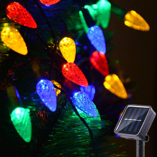 2_Pack_Solar_Christmas_Lights_Outdoor_C6_Strawberry_String_Lights,_LED_Christmas_Fairy_Lights_50_LEDs_Solar_Operated_Rechargeable_Garden_Lights_for_Christmas_Tree,_Arbor_Decor_(Multicolor,_8_Modes)