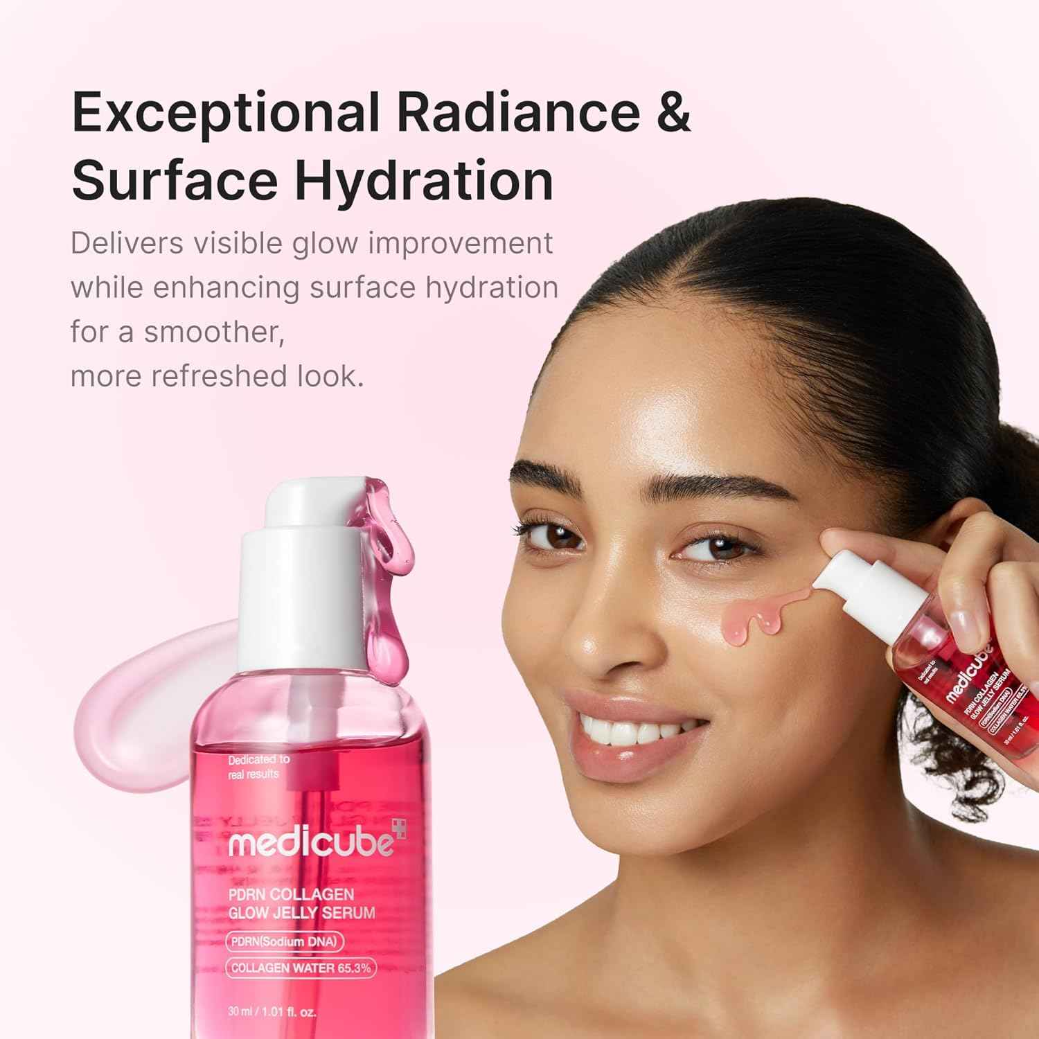 medicube PDRN Pink Collagen Glow Jelly Serum | Lightweight Water-Jelly For Plump & Supple Skin | Radiance & Elasticity Care with PDRN, Collagen, Niacinamide | Korean Skin Care 1.01 fl.oz