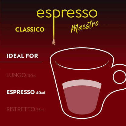 Lavazza Espresso Maestro Classico Aluminum Capsules Compatible with Nespresso* Original Machines, Medium Espresso Roast, 100% Arabica (60 Capsules)