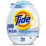 Tide Pods Free & Gentle Laundry Detergent Soap Pacs, Tide Pods Laundry Detergent (Packaging May Vary)