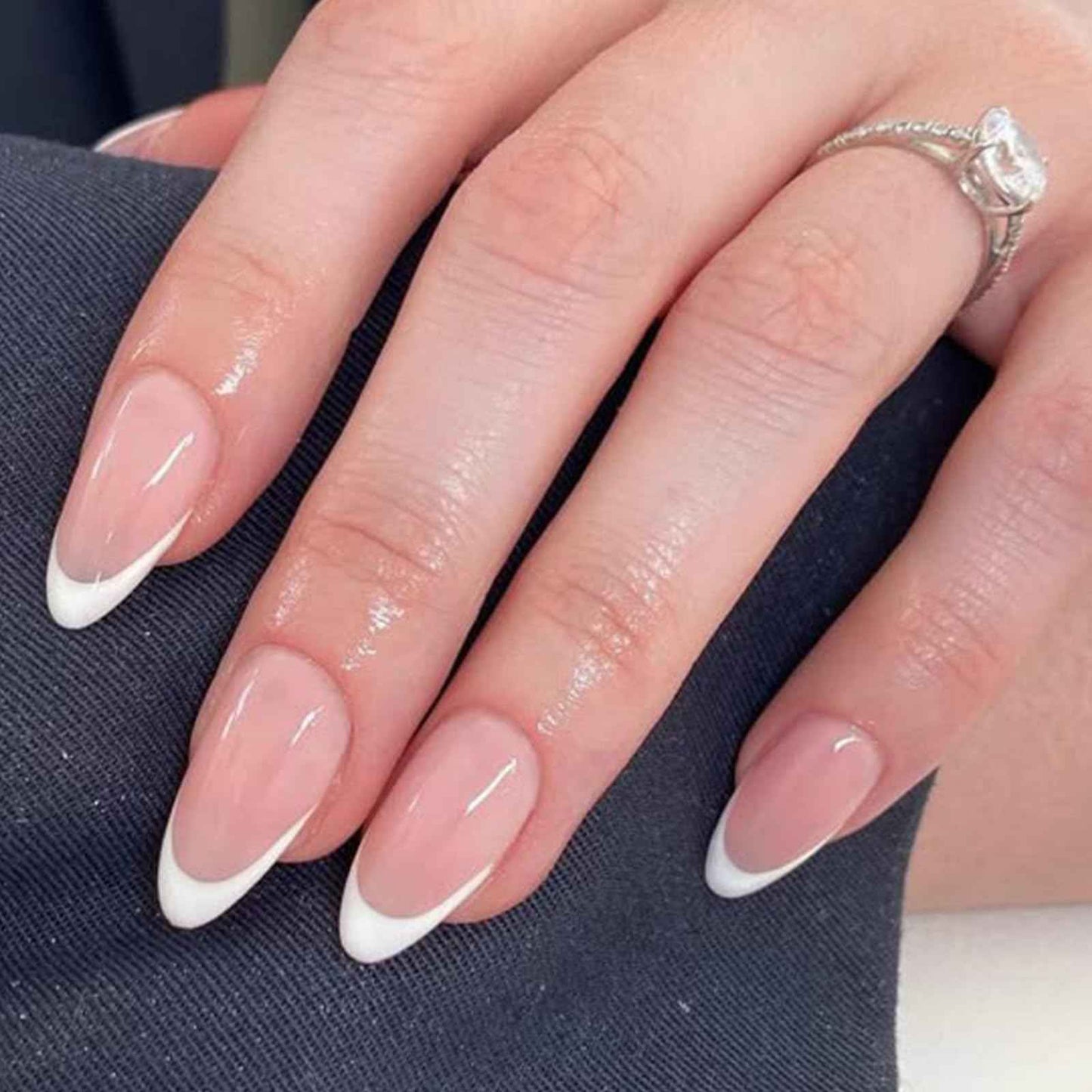 Modelones  Press on Nails Almond, Summer Short Fake Nails, Reusable Nail Kit with Nail Glue Adhesive Tabs Mini Nail File, Nails Press Ons 32Pcs 16 Sizes, Women Girl Gift
