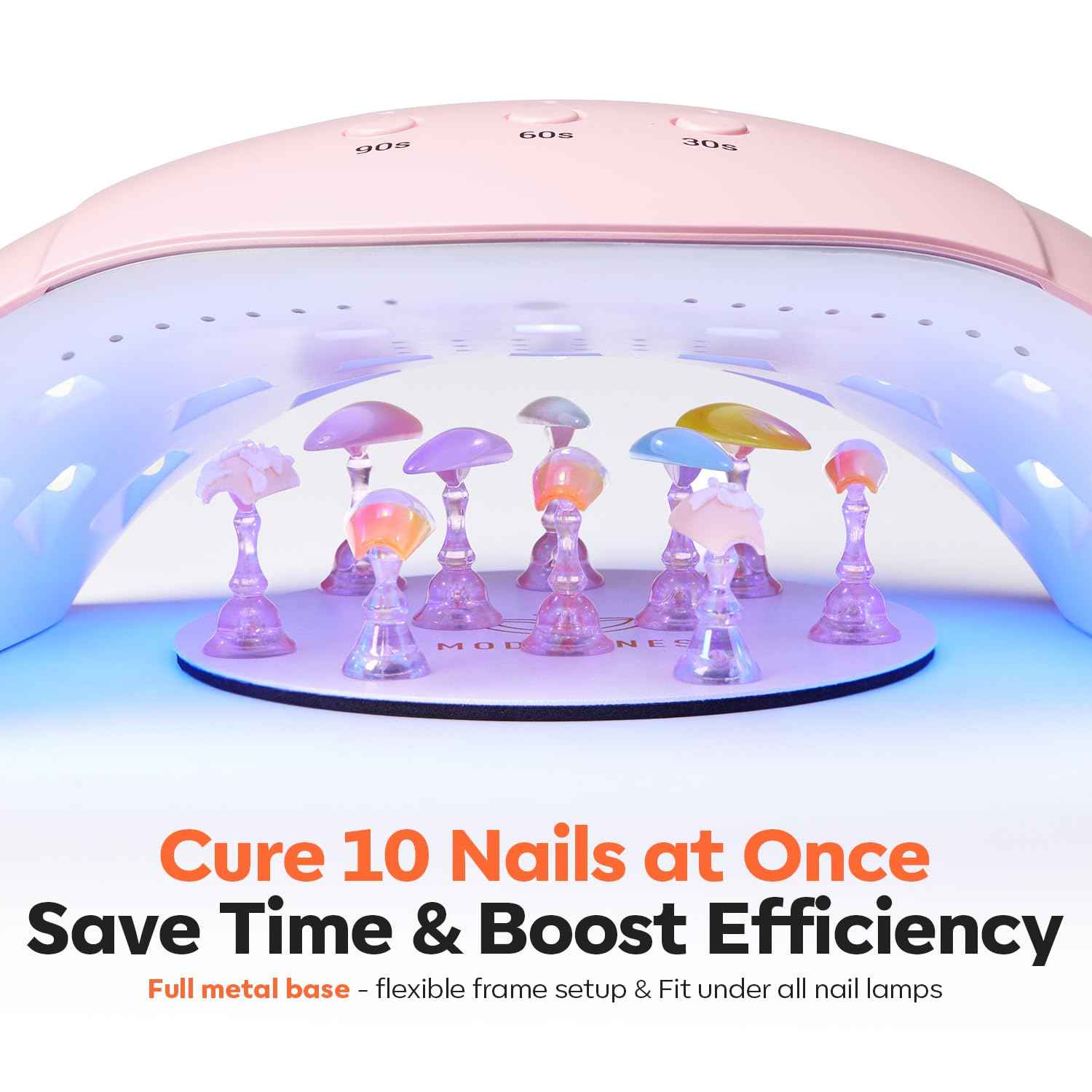 Modelones Nail Stand Set, Magnetic Nail Stands for Press ons False Nail Tips Practice Acrylic Holder with 200pcs Sticky Tabs Strong Metal Base Painting Display DIY & Salon Use Beginner Supplies