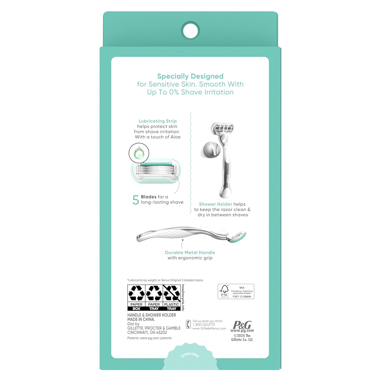 Gillette_Venus_Extra_Smooth_Sensitive_Razor_for_Women,_Includes_1_Reusable_Razor_Handle_+_2_Refills,_for_Sensitive_Skin_with_Metal_Handle_and_Shower_Holder
