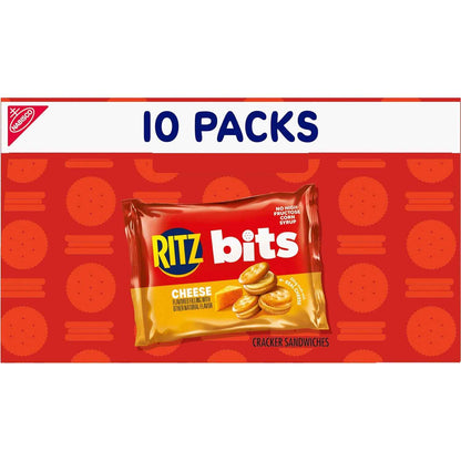 RITZ Bits Cheese Sandwich Crackers, Bulk Lunch Snacks, 40 Snack Packs (4 Boxes)