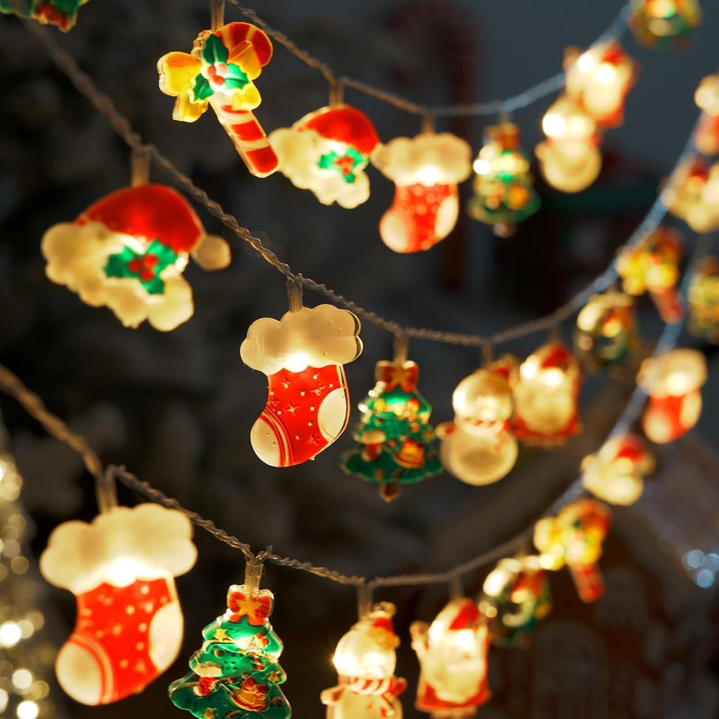 LOLStar_Christmas_Fairy_String_Lights,_20_LED_Xmas_Warm_White_Lights_Hanging_Decors_with_Santa_Claus_Wreath_Tree_Snowman_Candy_Cane_Hat_Stockings_Battery_Operated_Indoor_Window_Lights_for_Party_Home