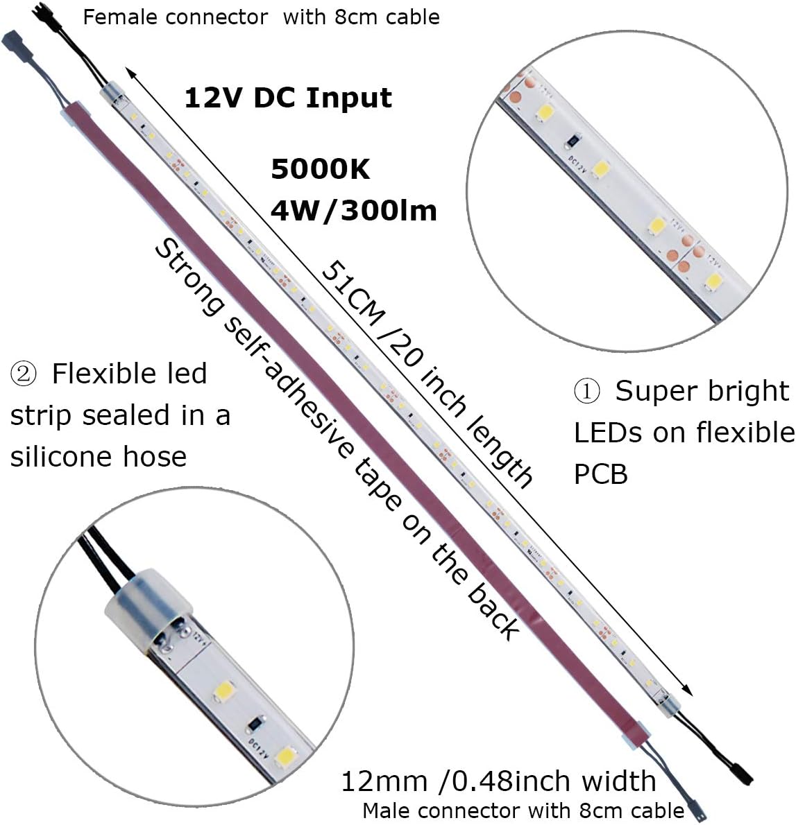 Litever_Under_Cabinet_Light,_6_PCS_20_Inches_Flexible_LED_Strips_with_Power_Adapter,_24W,1800_Lumen,_Daylight/Warm_White._Suitable_for_Kitchen_Cabinets,_Counters,_Under_Shelf,_Closets_(6-Strip)