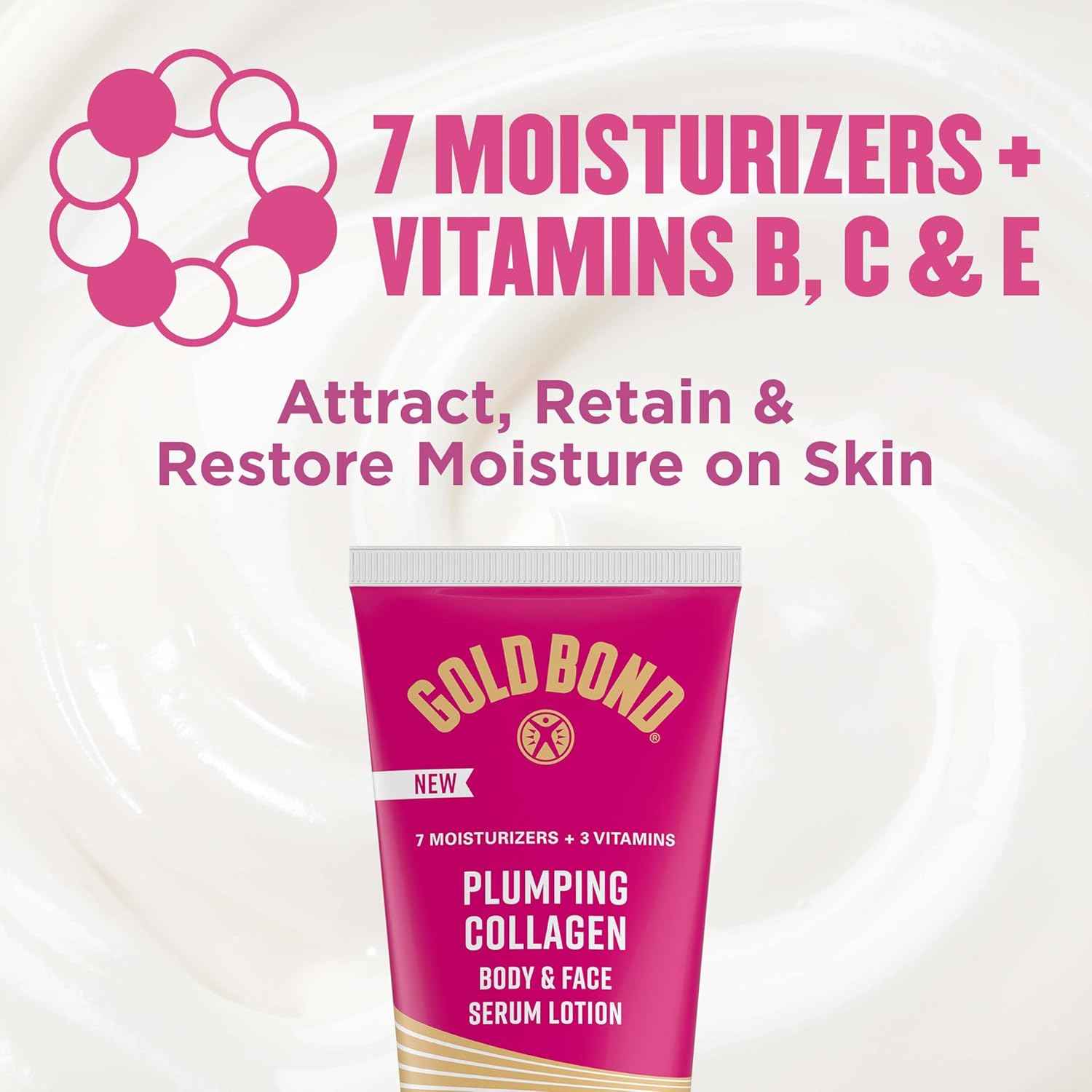 Gold Bond Plumping Collagen Body & Face Serum Lotion, Lightweight Hydrating Moisturizer with Collagen Peptide Complex, Jojoba and Grapeseed Oils to Visibly Plump Skin, Cherry Blossom Scent