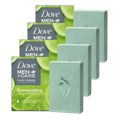 DOVE_MEN_+_CARE_Plant-Powered_Natural_Essential_Oil_Bar_Soap_Reinvigorating_Lime_+_Avocado_Oil_to_Clean_and_Hydrate_Mens_Skin_4-in-1_Bar_Soap_for_Men's_Body,_Hair,_Face_and_Shave._5_oz,_4_Count