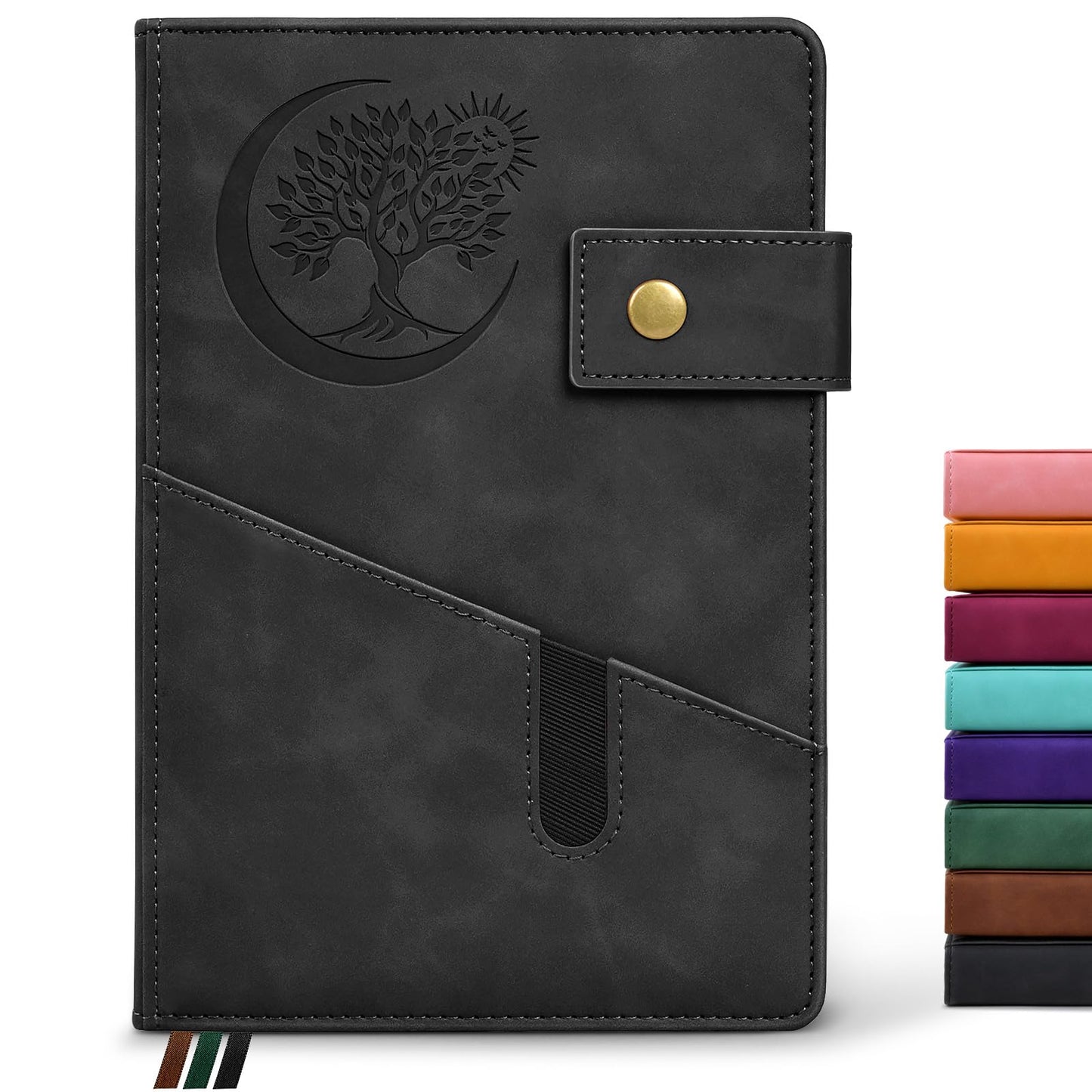 PAIBAS Blank Journal Notebook, A5 Hardcover Leather Sketchbook with 200 Pages Thick Blank Paper for Men Women, Unlined Drawing &amp;amp; Writing Journal, 5.9&amp;#34; x 8.4&amp;#34; Plain Notebook (black)