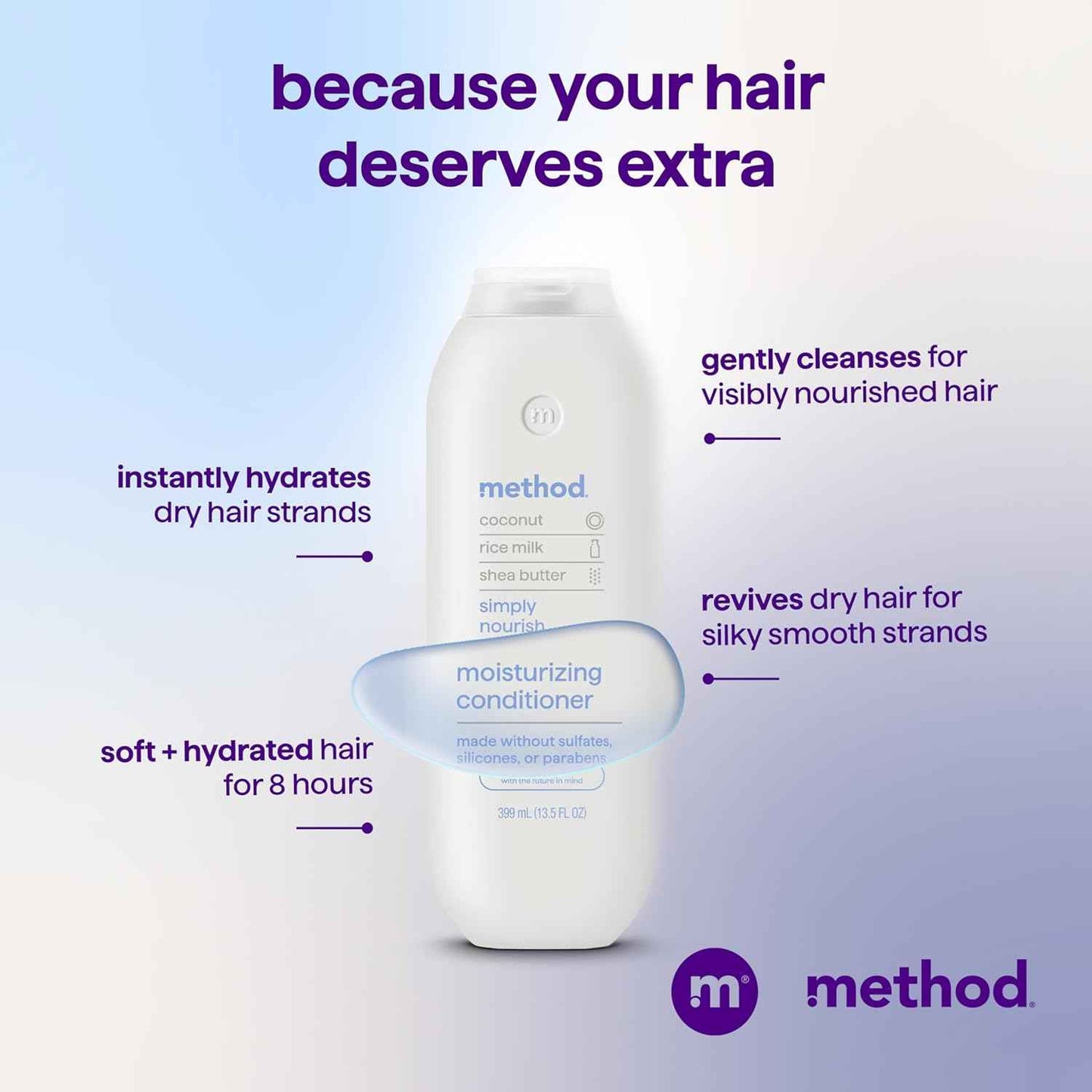 Method Moisturizing Conditioner, Simply Nourish - Revitalizes Dry Hair, Safe for Color-Treated Hair - Sulfate Free and Cruelty Free