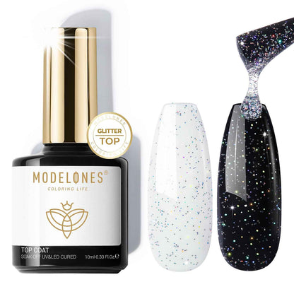 modelones Gel Top Coat, 15ml No Wipe Gel Nail Polish High Gloss Top Coat Shiny Long Lasting Clear Top for Acrylic Nails, Need U V/LED Lamp for Home DIY Gift Spring Easter's Manicure Salon