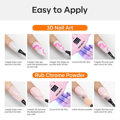 Modelones Nail Art, Sculpting Gel Glue for Molding, Drawing, Charms & Gems Glue, Nail Stuff for Chrome Powder and Rhinestone Design No Wipe, U V Light Cured Salon & DIY Use