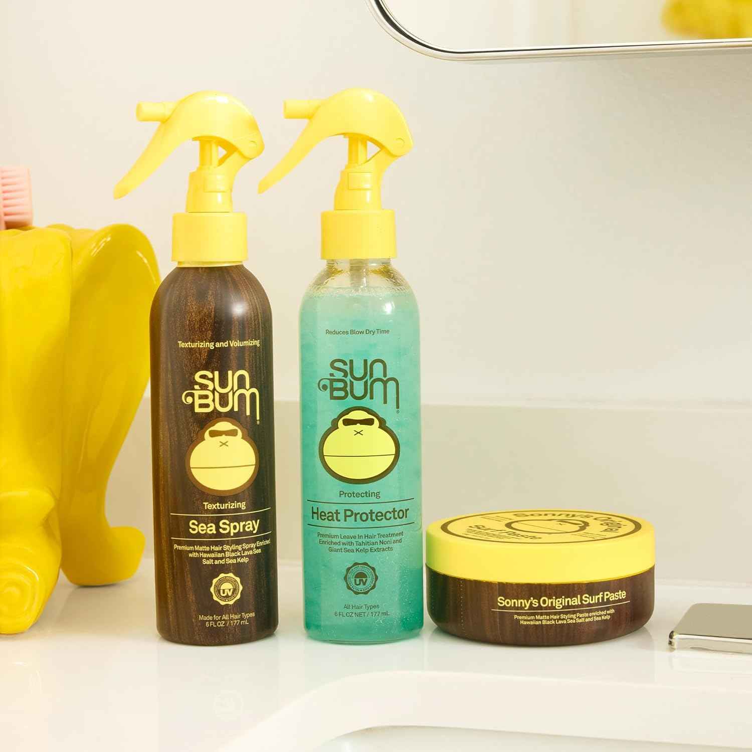 Sun Bum Heat Protector Spray - Leave In Hair Treatment Protects from Heat Styling and Frizz-Causing Humidity - Reduces Blow Dry Time - Vegan and Cruelty Free - UV Protecting - 6 oz