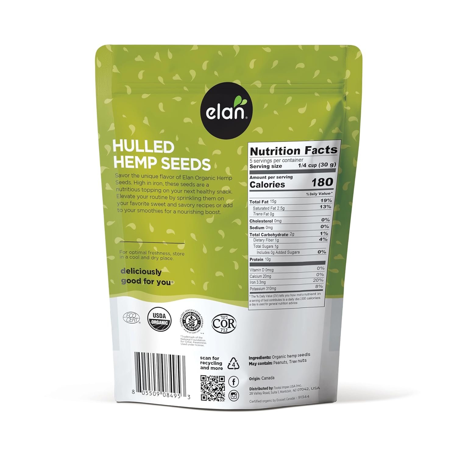 Elan_Organic_Hulled_Hemp_Seeds,_5.8_oz,_Shelled_Hemp_Seeds,_Raw_Hemp_Hearts,_No_Additives,_Non-GMO,_Vegan,_Gluten-Free,_Source_of_Omega-3_&_Omega-6,_High_in_Protein