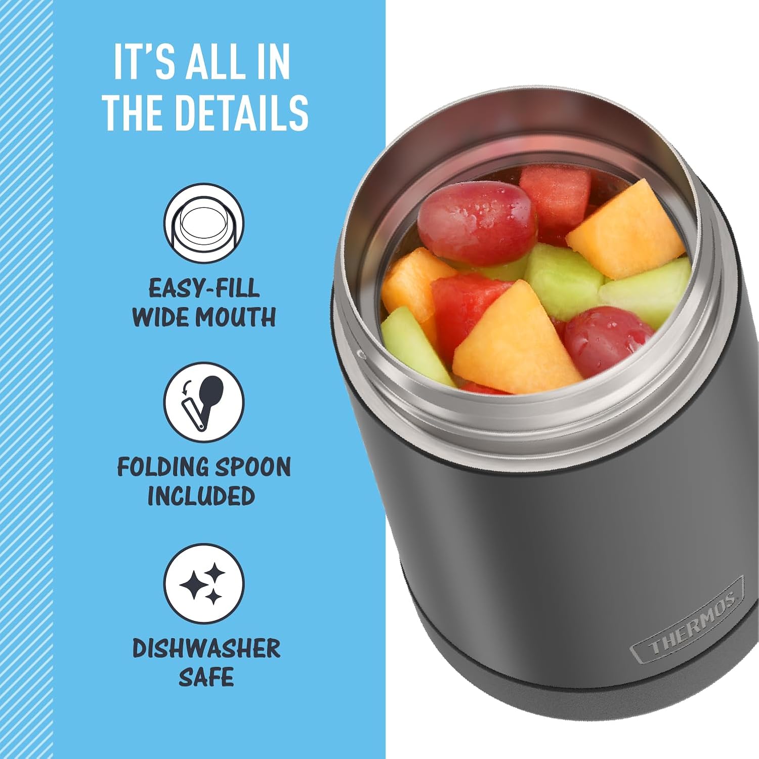 THERMOS_FUNTAINER_Insulated_Stainless_Steel_Food_Jar,_16_Ounce,_Kids_Lunch_with_Foldable_Spoon,_Push-Button_Lid,_Matte_Black