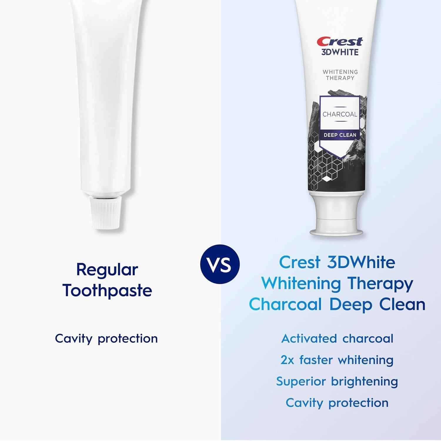 Crest 3D White Whitening Therapy Charcoal Deep Clean Invigorating Mint Teeth Whitening Toothpaste, 4.6 oz Pack of 3, Anticavity Fluoride Toothpaste, Gently Brightens Teeth, Strengthens Enamel