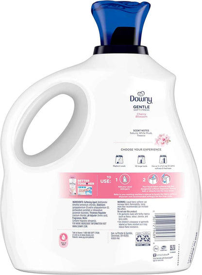 Downy Gentle Soft + Fresh Fabric Softener Liquid, Cherry Blossom Scent, Liquid Fabric Softener Designed to be Gentle on Skin