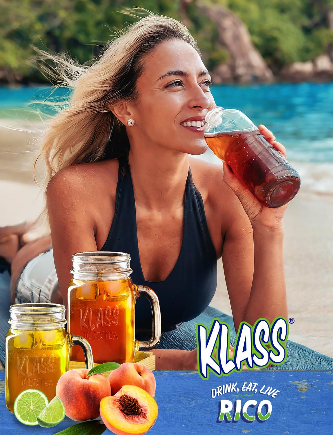 Klass_Iced_Tea_Drink_Mix_-_Sugar_Free_Variety_Pack_-_Peach_&_Lime_Black_Tea_On-The-Go!_(44_Count_Powder_Stick_Packs)_5_Calories_Per_Packet