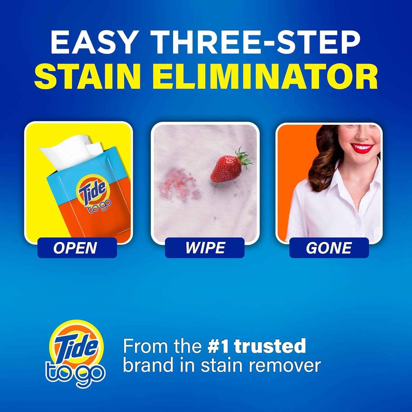 Tide To Go Stain Remover Wipes for Clothes, Instant Laundry Travel Stain & Spot Remover
