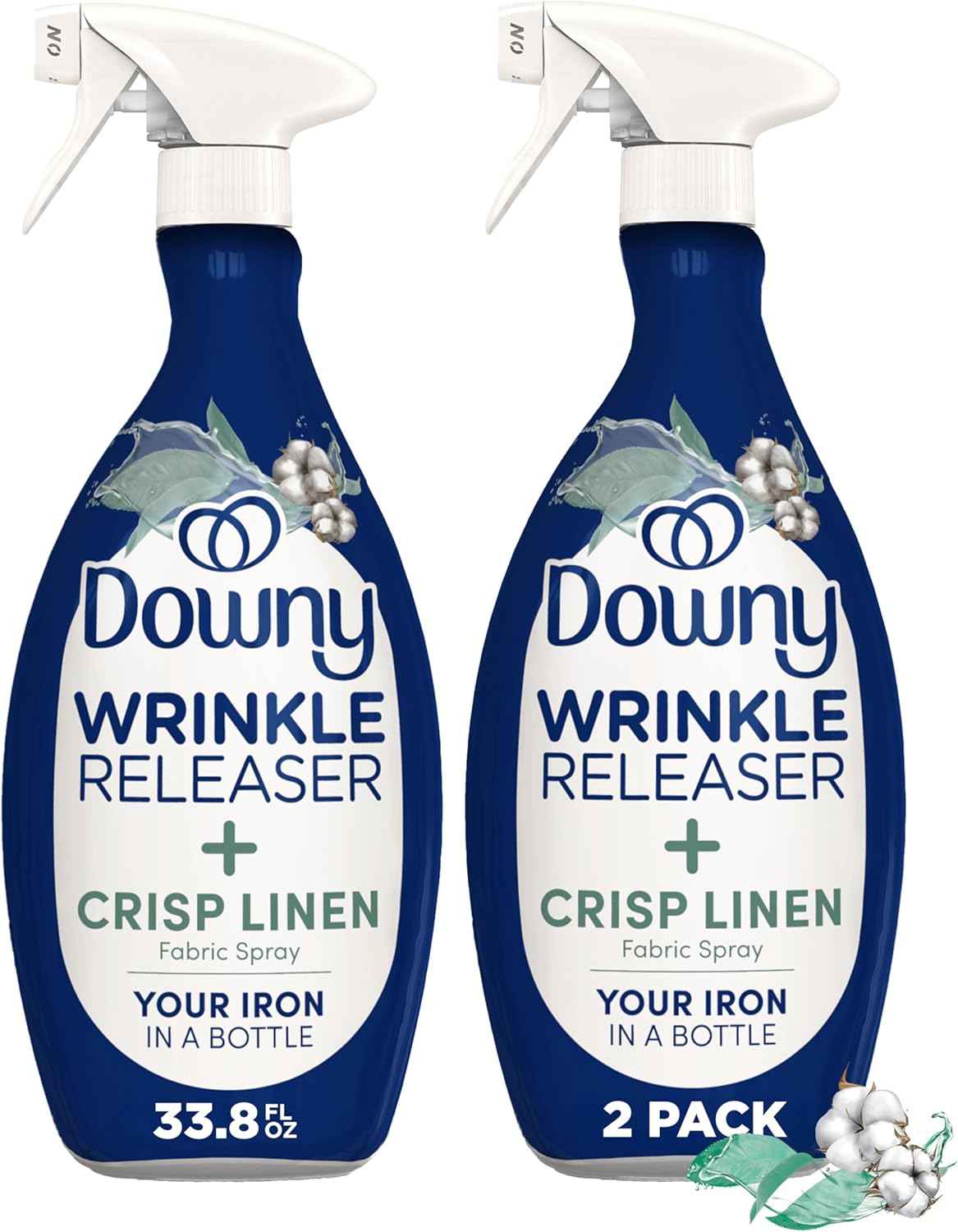 Downy Wrinkle Releaser Spray, All In One Formula, Removes Wrinkles, Static and Odor Eliminator, Crisp Linen Scent, 33.8 Fl Oz