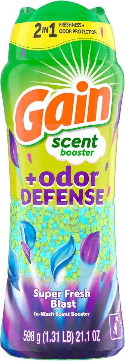 Gain Odor Defense In-wash Scent Booster, Super Fresh Blast scent, 2 in 1 Freshness plus Odor Protection, laundry scent beads