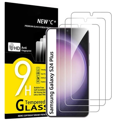 NEW&amp;#39;C 3 Pack Designed for Samsung Galaxy S24 Plus / S24+ 5G Screen Protector Tempered Glass,Case Friendly Ultra Resistant